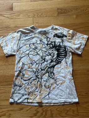 Affliction Women’sWhite Graphic Skeleton Tee